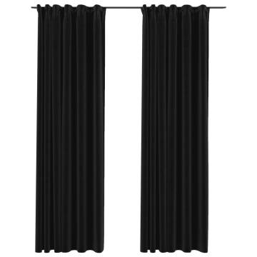 Linen-Look Blackout Curtains - Anthracite 140x225 cm (2 pcs)