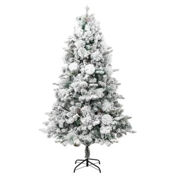 Pre-lit Christmas Tree with Flocked Snow & Cones - 225 cm