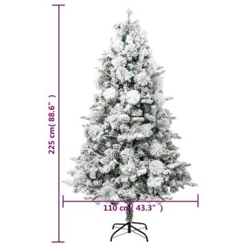 Pre-lit Christmas Tree with Flocked Snow & Cones - 225 cm