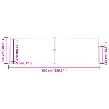 Retractable Side Awning Anthracite 180x600 cm - Hipomarket