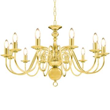 Elegant Golden Chandelier with 12 E14 Bulb Bases