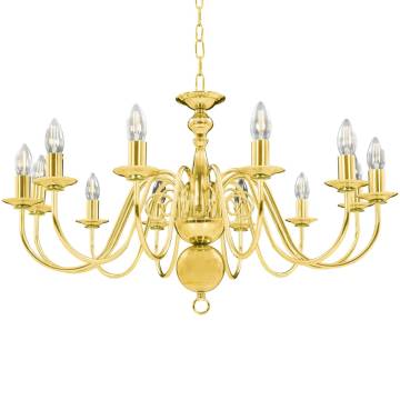 Elegant Golden Chandelier with 12 E14 Bulb Bases