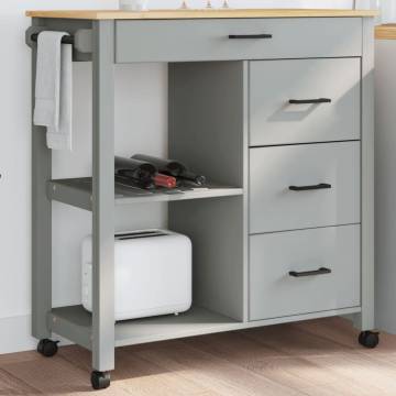 MONZA Kitchen Trolley - Solid Pine Wood | 84x40x90 cm