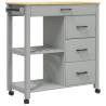 MONZA Kitchen Trolley - Solid Pine Wood | 84x40x90 cm