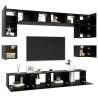 8 Piece Black TV Cabinet Set - Stylish & Functional Storage