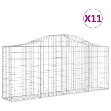 Arched Gabion Baskets - 11 pcs Galvanised Iron | HipoMarket