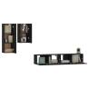 4 Piece Black Engineered Wood TV Cabinet Set - Stylish Storage