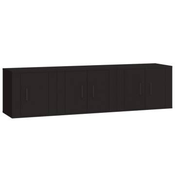 3 Piece TV Cabinet Set - Black Engineered Wood | HipoMarket