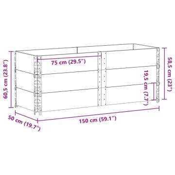 Pallet Collars 3 pcs Brown 150x50 cm Solid Wood - HipoMarket