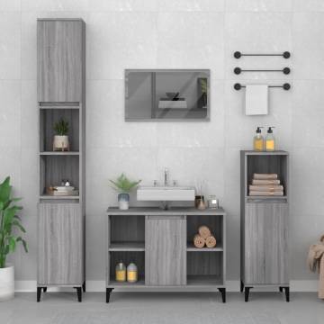 Sink Cabinet Grey Sonoma 80x33x60 cm - Stylish Bathroom Storage