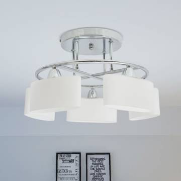 Modern Ceiling Lamp with Ellipsoid Glass Shades for 5 E14 Bulbs