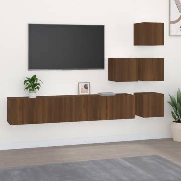 Wall-Mounted TV Cabinet in Brown Oak | Stylish Storage Solution