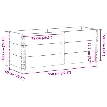 Pallet Collars 3 pcs Grey 150x50 cm Solid Wood Pine - HipoMarket