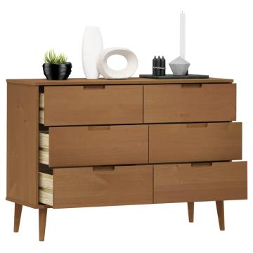 Drawer Cabinet MOLDE Brown | Solid Pine Wood Storage Unit