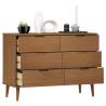 Drawer Cabinet MOLDE Brown | Solid Pine Wood Storage Unit