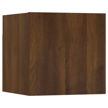 Wall-Mounted TV Cabinet in Brown Oak | Stylish Storage Solution