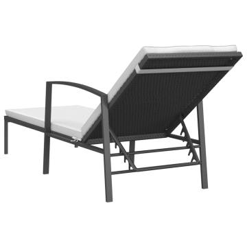 Stylish Sun Loungers Set with Table - Black Poly Rattan