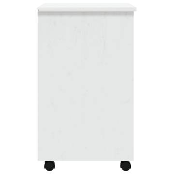 MOSS White Solid Wood Pine Rolling Cabinet with Drawers