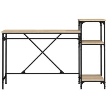 Sonoma Oak Desk with Shelves - Industrial Style - 135x50x90 cm