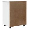 MOSS White Solid Wood Pine Rolling Cabinet with Drawers