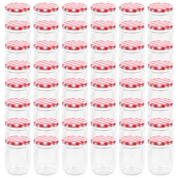 Glass Jam Jars with White & Red Lid - 48 pcs - 230ml