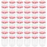 Glass Jam Jars with White & Red Lid - 48 pcs - 230ml