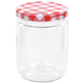 Glass Jam Jars with White & Red Lid - 48 pcs - 230ml