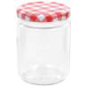 Glass Jam Jars with White & Red Lid - 48 pcs - 230ml