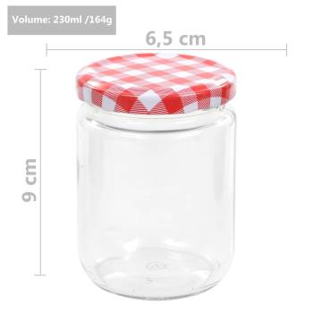 Glass Jam Jars with White & Red Lid - 48 pcs - 230ml