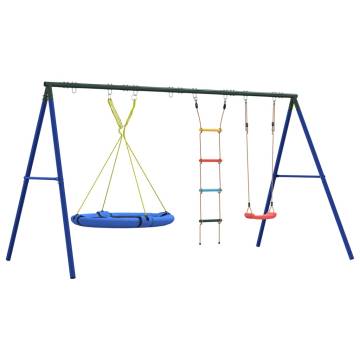 Outdoor Swing Set with Ladder & Saucer Swing | HipoMarket UK