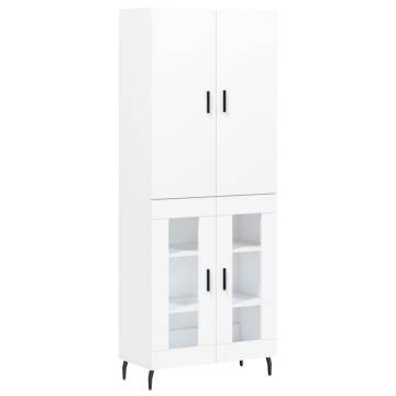 Stylish White Highboard - 69.5x34x180 cm Engineered Wood