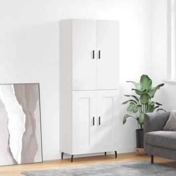 Stylish White Highboard - 69.5x34x180 cm Engineered Wood