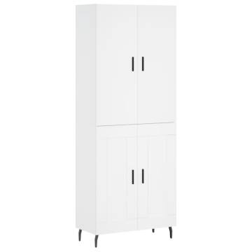 Stylish White Highboard - 69.5x34x180 cm Engineered Wood