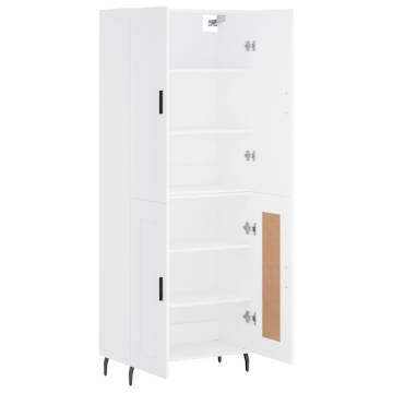 Stylish White Highboard - 69.5x34x180 cm Engineered Wood