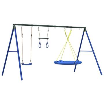 Outdoor Swing Set with Saucer & Trapeze - Fun for Kids