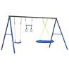 Outdoor Swing Set with Saucer & Trapeze - Fun for Kids