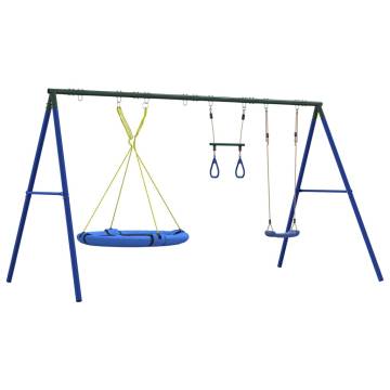 Outdoor Swing Set with Saucer & Trapeze - Fun for Kids