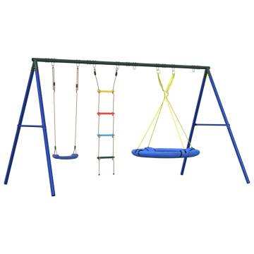 Outdoor Swing Set with Ladder & Saucer Swing | HipoMarket UK