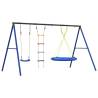 Outdoor Swing Set with Ladder & Saucer Swing | HipoMarket UK