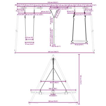 Outdoor Swing Set with 3 Swings - Fun for Kids | Hipomarket