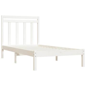 White Solid Wood Bed Frame 100x200 cm - Classic Design