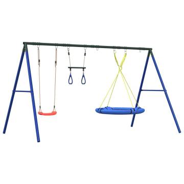 Outdoor Swing Set with Trapeze & Saucer Swing | Hipomarket