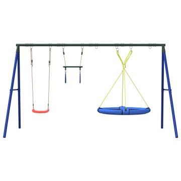 Outdoor Swing Set with Trapeze & Saucer Swing | Hipomarket