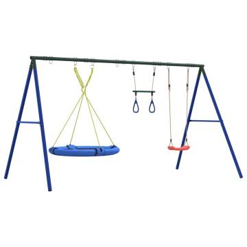 Outdoor Swing Set with Trapeze & Saucer Swing | Hipomarket