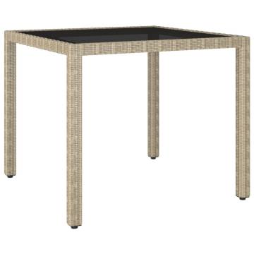 Stylish Beige Poly Rattan Garden Table | 90x90x75 cm