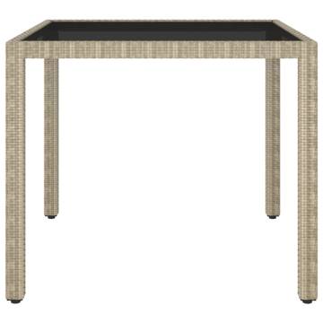 Stylish Beige Poly Rattan Garden Table | 90x90x75 cm