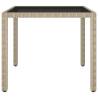 Stylish Beige Poly Rattan Garden Table | 90x90x75 cm