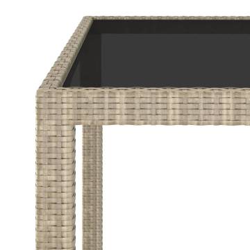 Stylish Beige Poly Rattan Garden Table | 90x90x75 cm