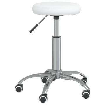 Stylish White Faux Leather Office Swivel Chair | HipoMarket