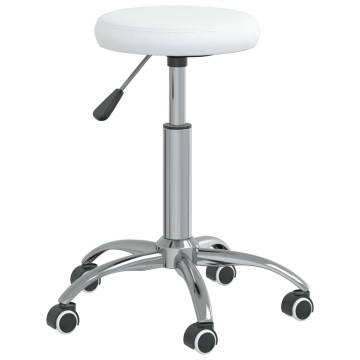 Stylish White Faux Leather Office Swivel Chair | HipoMarket